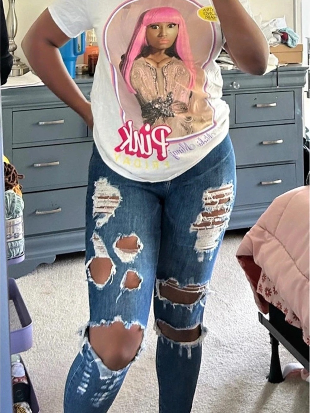 Nicki Minaj Pink Friday Graphic Tee White & Pink